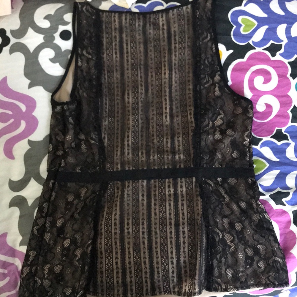 Lace Overlay Peplum Top - Picture 2 of 4